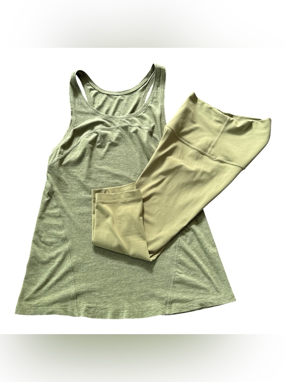 Lululemon Green Active Tank XS & Capri Legging 0 Set